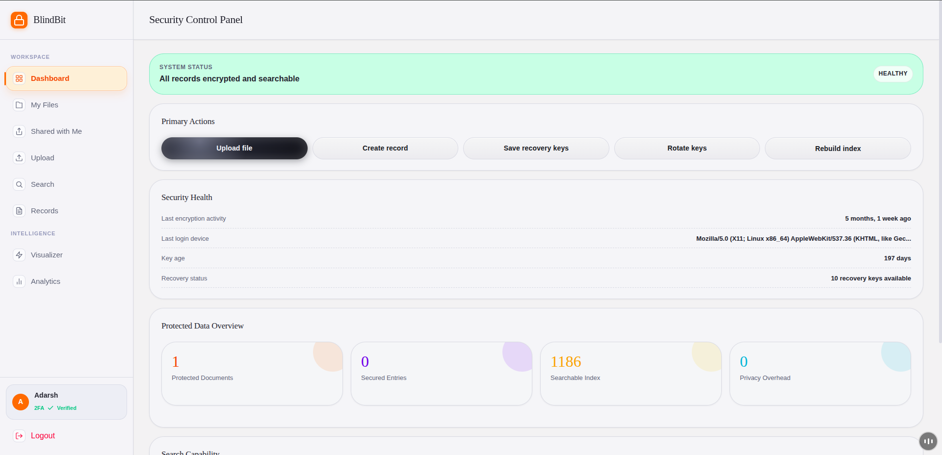 BlindBit — Secure Searchable Encryption Platform screenshot 2